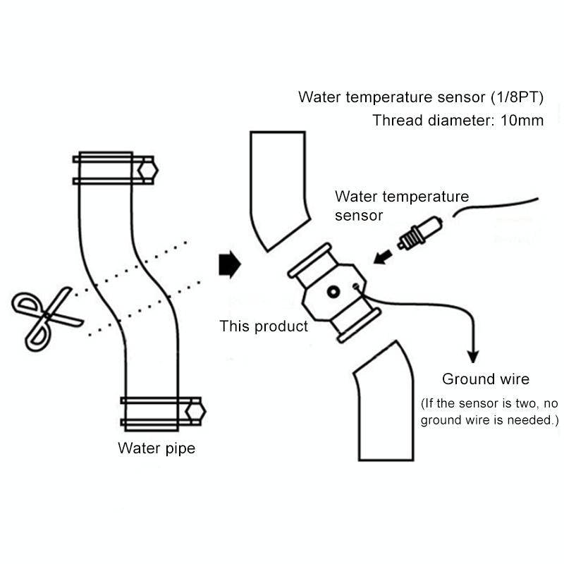 RYANSTAR RACING Car Water Temperature Meter Temperature Gauge Joint Pipe Radiator Sensor Adaptor ...