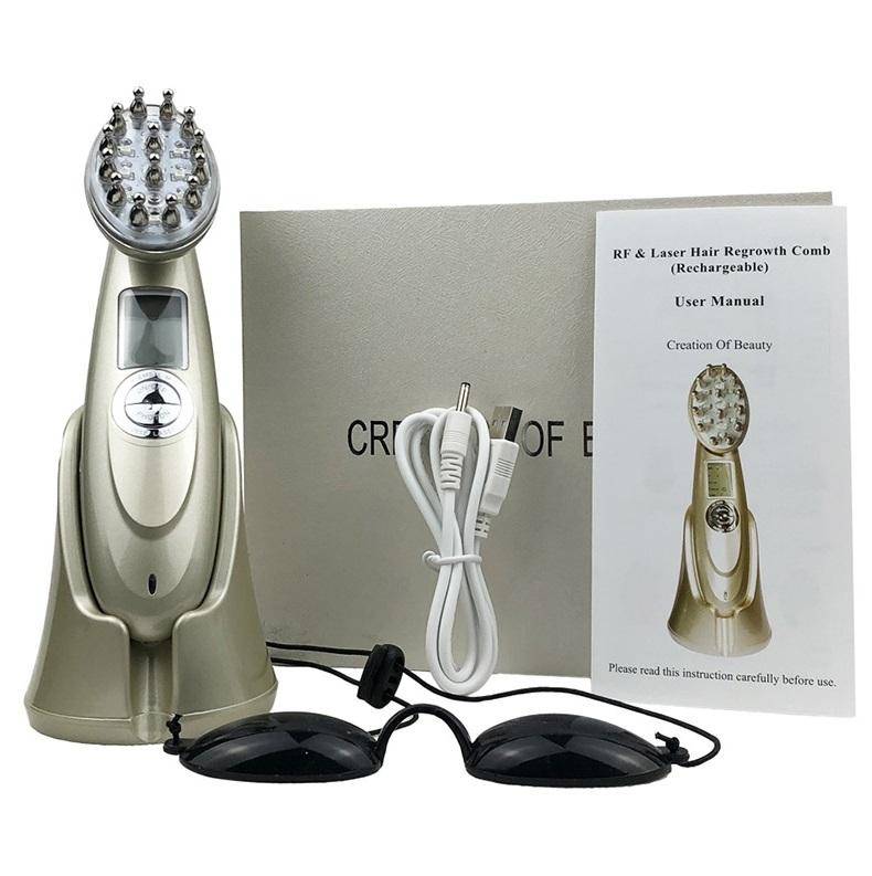 RF Hair Growth Comb Scalp Oil Control & Anti-Hair Loss Massager English Manual(White)