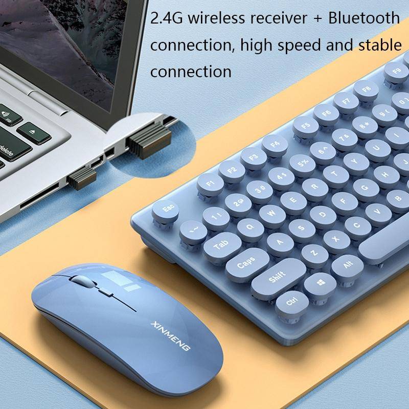 XINMENG N520 Rechargeable Wireless Keyboard Mouse Set(Blue)