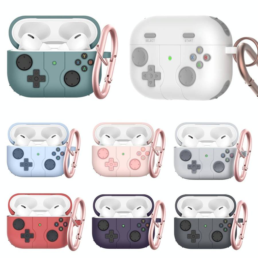 For Airpods Pro 2 Soft Shell Drop-proof Silicone Headphone Cover With Hook(White)