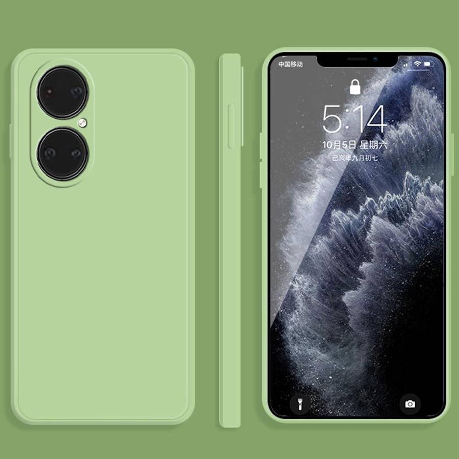 For Huawei P50 Solid Color Imitation Liquid Silicone Straight Edge Dropproof Full Coverage Protec...