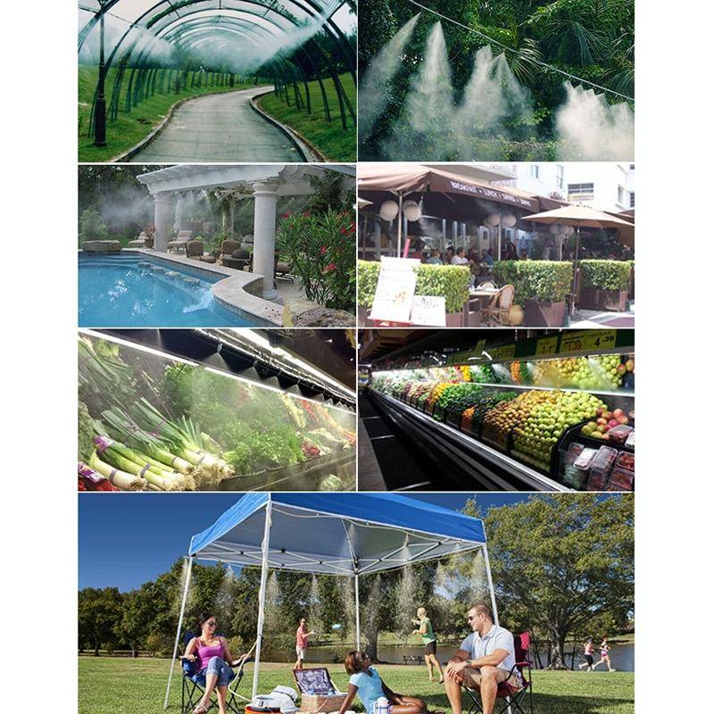 Outdoor Lawn Garden PE Mist Watering Line Misting Cooling System with 6 x Mist Nozzles, Length: 6...