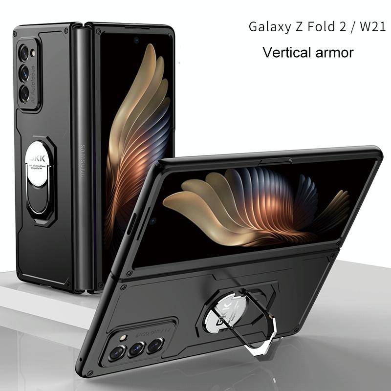 For Samsung Galaxy Z Fold2 5G GKK Foldable Shockproof PC Case with Ring Holder(Black)