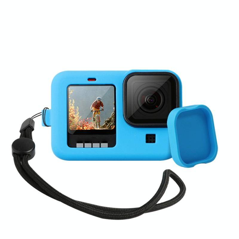 For GoPro HERO10 Black / HERO9 Black Silicone Protective Case Cover with Wrist Strap & Lens Cover...