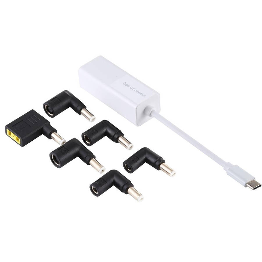 Laptop Power Adapter 65W USB-C / Type-C Converter to 6 in 1 Power Adapter (White)