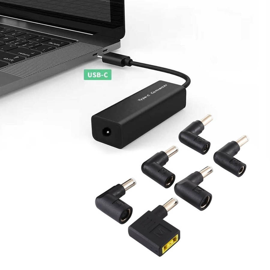 Laptop Power Adapter 65W USB-C / Type-C Converter to 6 in 1 Power Adapter (White)