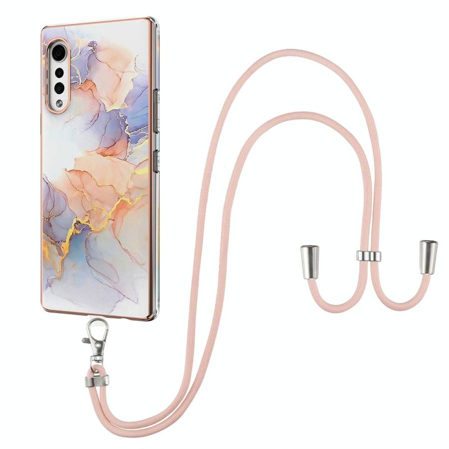 For LG Velvet 4G / Velvet 5G / G9 Electroplating Pattern IMD TPU Shockproof Case with Neck Lanyar...