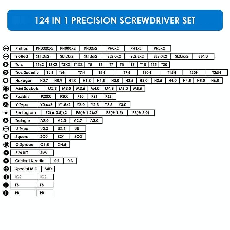 124 In 1 Multipurpose Manual Screwdriver Set Household Cell Phone Computer Repair Tools
