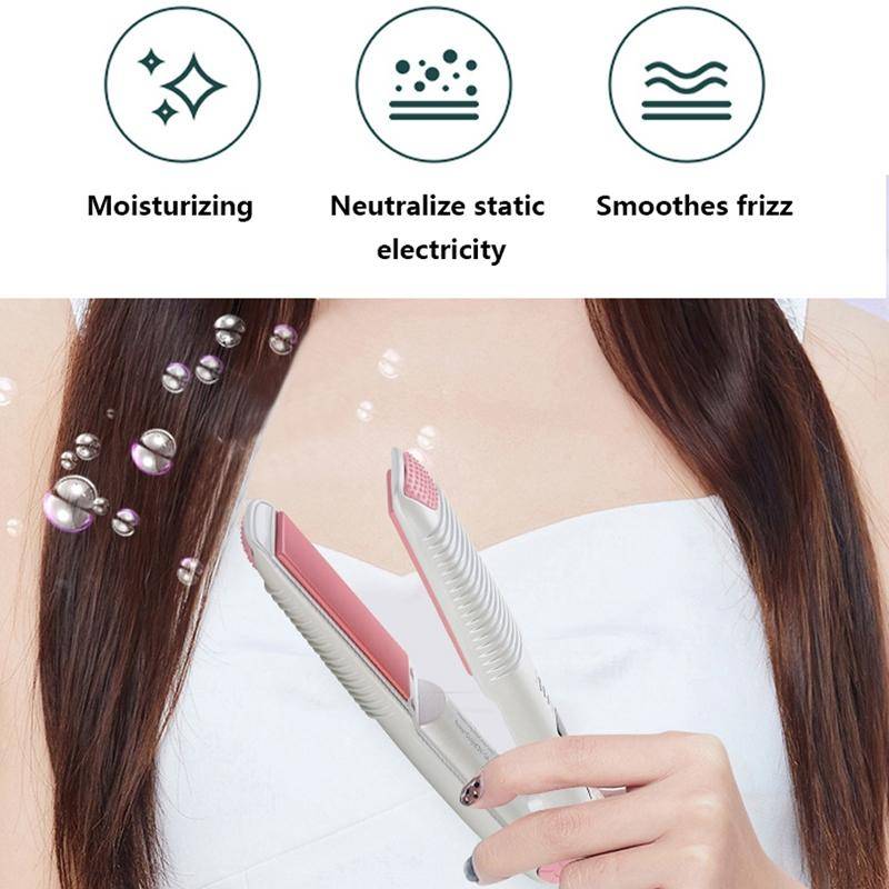 2 In 1 Electric Splint Hair Curling Wireless Hair Straightener(Pearl White)
