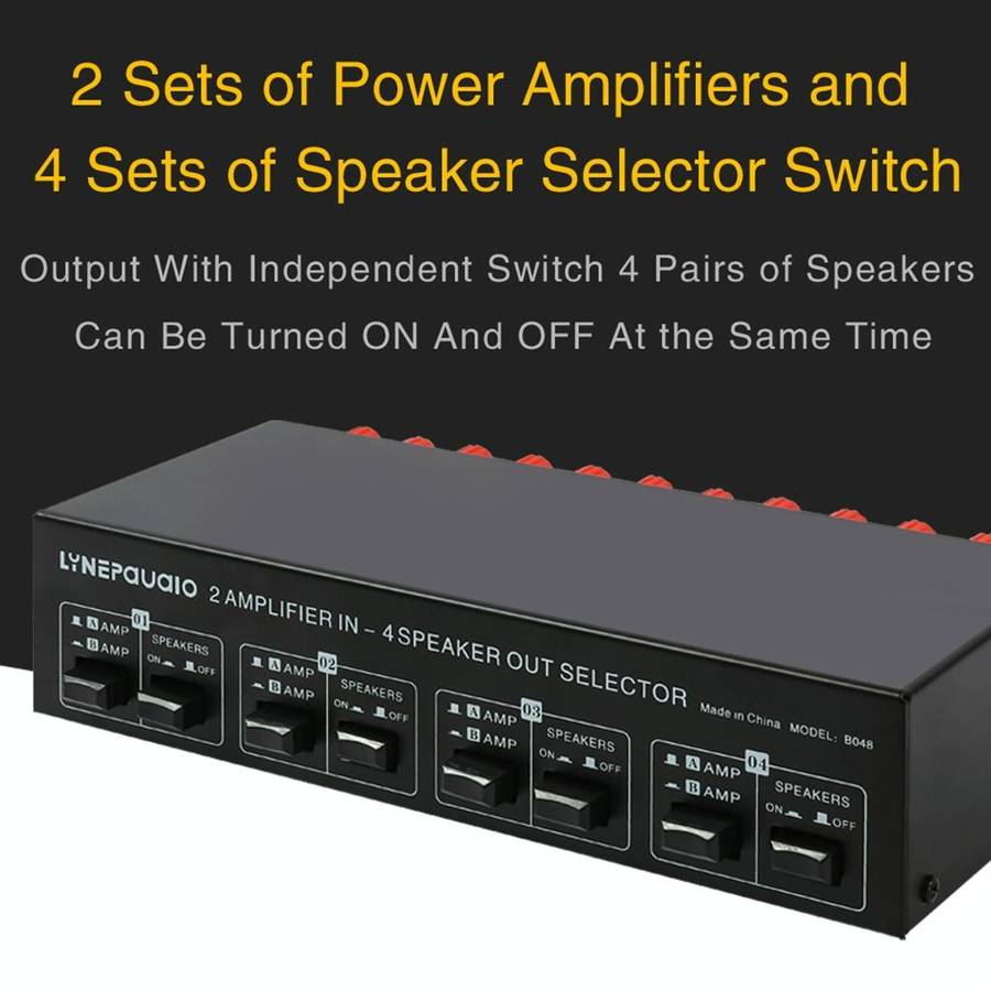 2-in 4-out Power Amplifier Speaker Switcher Splitter Comparator 300W Per Channel Without Loss Of ...