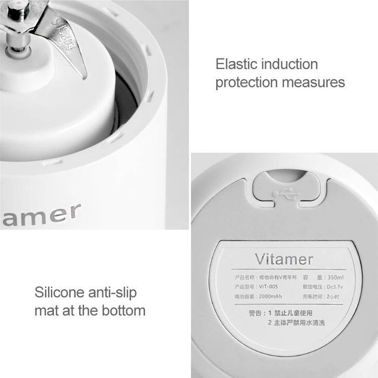 Vitamer USB Mini Portable Juicer Juice Blender Lemon Fruit Squeezers Reamers Bottle (Pink)
