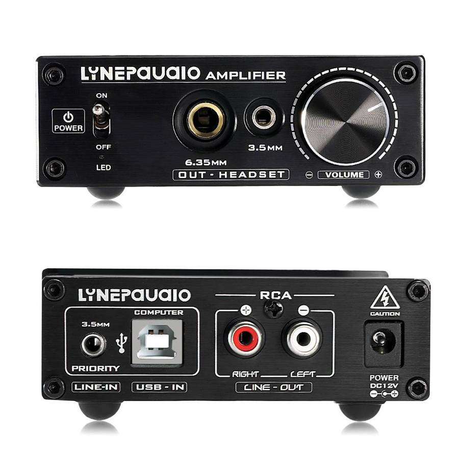 LINEPAUDIO A962 HiFi 6J9 Vacuum Tube Power Headphone Amplifier USB ASIO Sound Card(Black)