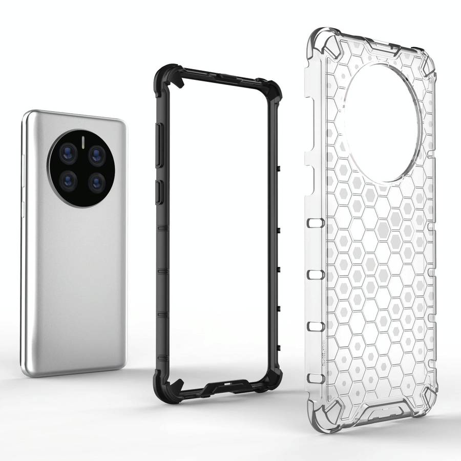 For Huawei Mate 50 Pro Shockproof Honeycomb PC + TPU Phone Case(Black)