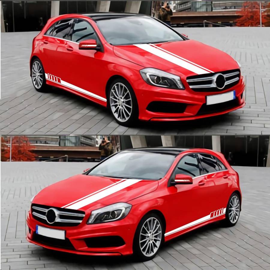 5 in 1 Car Styling Stripe Hood PVC Sticker Auto Decorative Sticker (White)