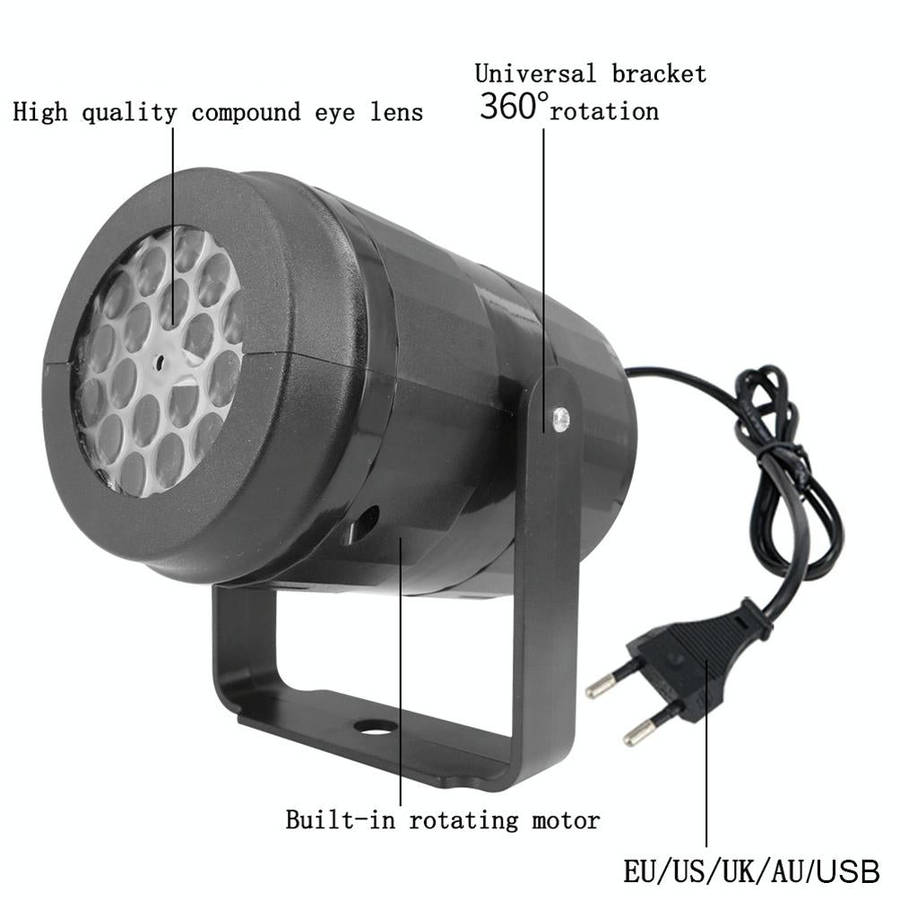 4W LED Snowflake Christmas Decoration Projector Light with 16 Patterns, Spec: US Plug