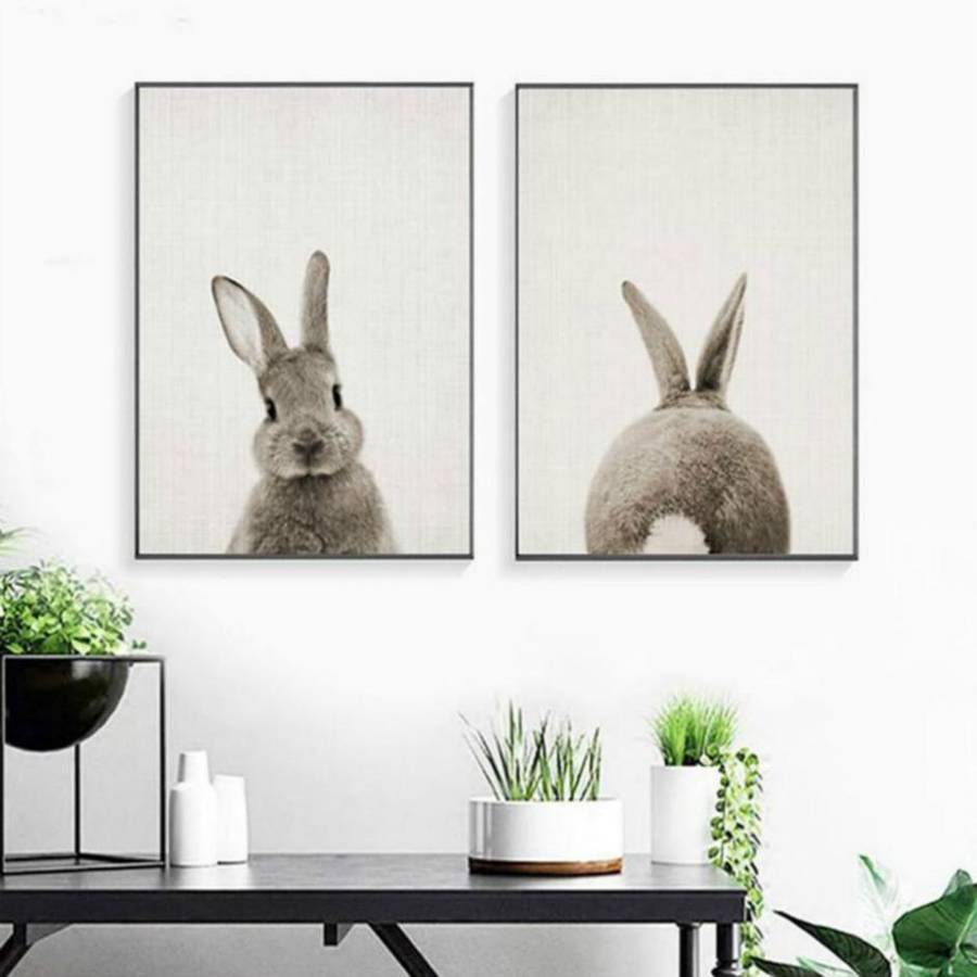 Rabbit Before and After the Computer Printing Decorative Painting Frameless Core, Size:13x18cm(Br...