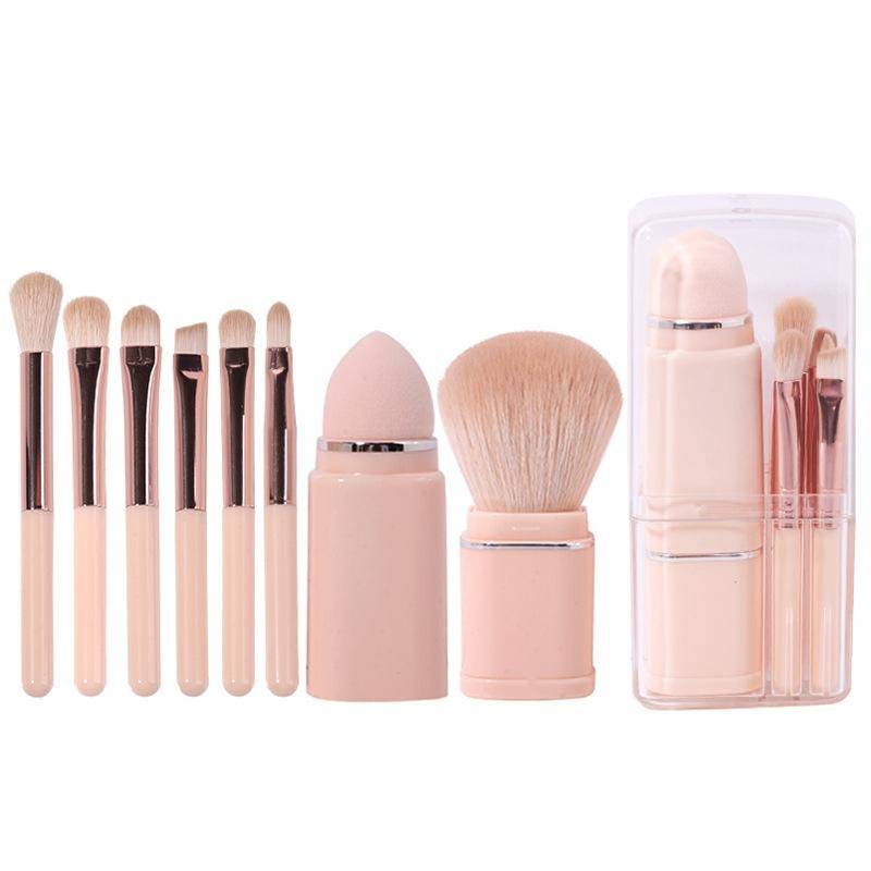 8-in-1 Square Makeup Brush Mini Portable Retractable Blush Brush Eye Shadow Brush Novice Makeup S...
