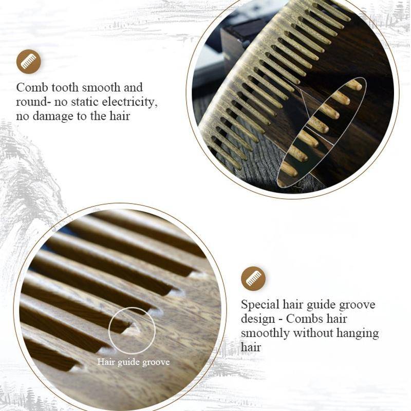 8cm Friend Green Sandalwood Retro Style Carved Portable Wooden Comb