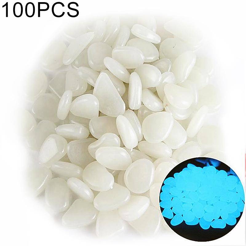100 PCS Glow in The Dark Garden Pebbles for Walkways & Decoration and Plants Luminous Stones(White)