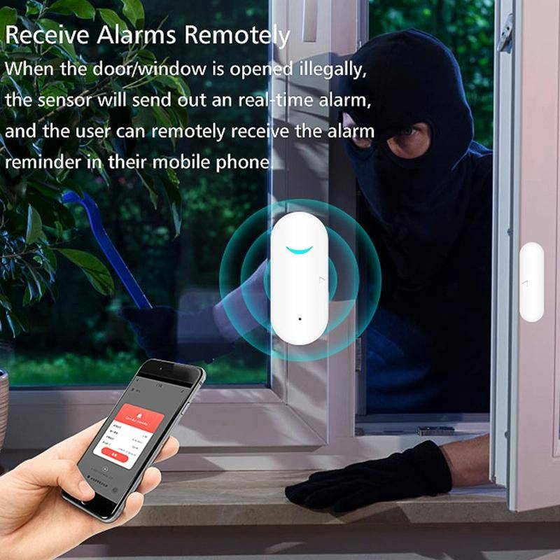 Tuya WiFi Door Magnetic Sensor Remote Intelligent Linkage Doors Windows Switch Anti-alarm APP Rem...