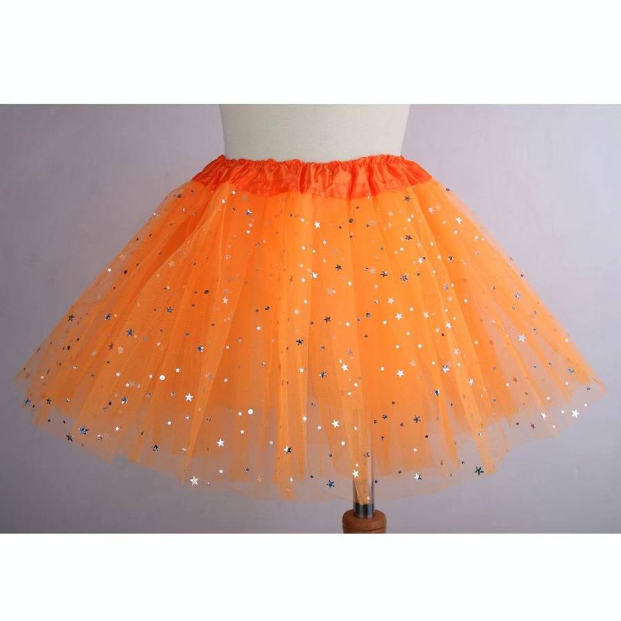 Girls Stars Sequins Mesh Tutu Skirt Costumes, Size:One Size(Black)