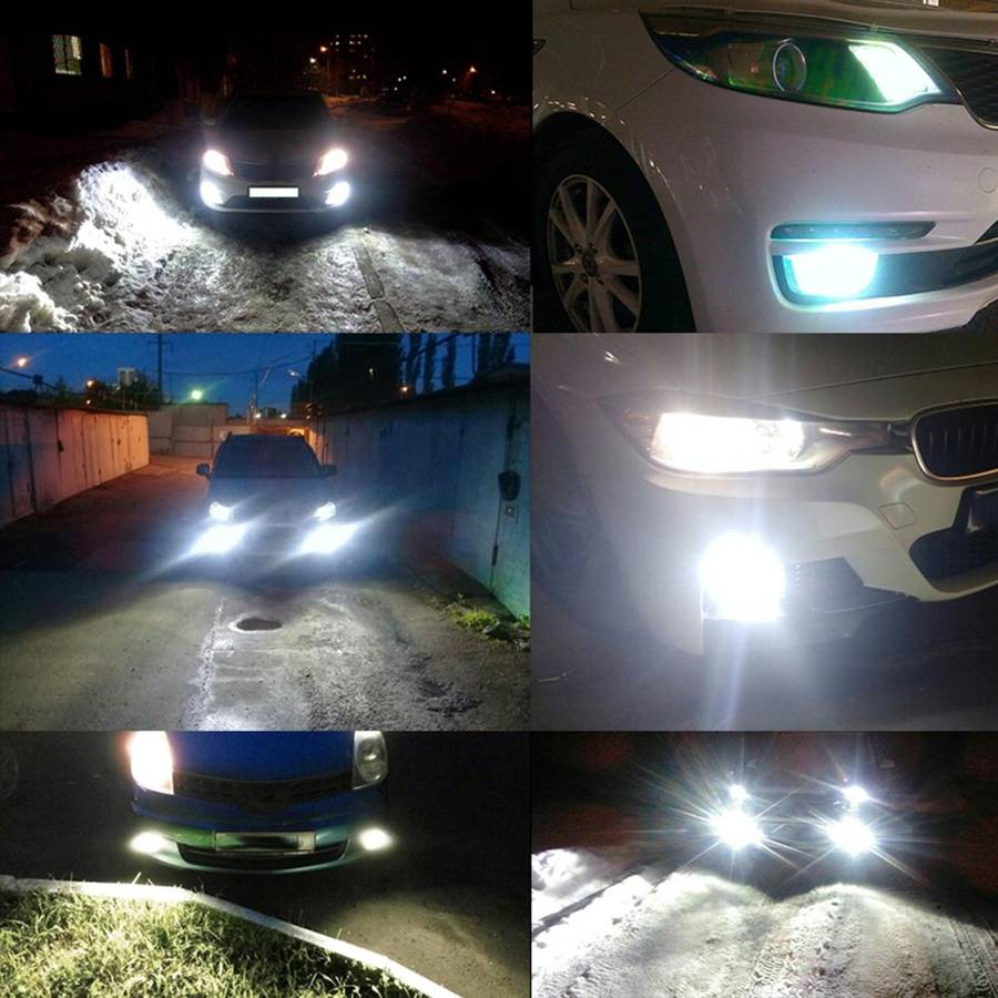 2 PCS Super Bright P13W DC 12V 5W 350LM Auto Car Fog Light with 16 SMD-3030 LED Bulbs Lamp, White...