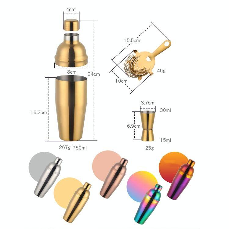 Stainless Steel Shaker Cocktail Shaker Set Hand Shaker Cup Fancy Shaker Rose Gold Set