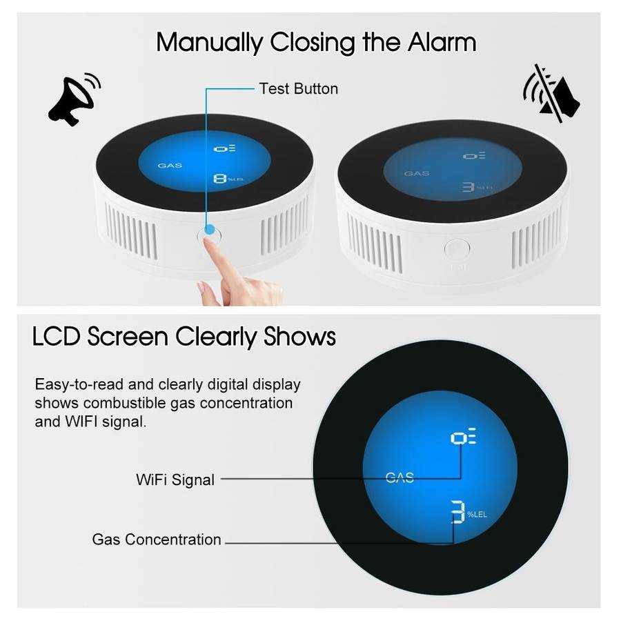 Gas Detector Alarm Leakage Sensor Natural Gas Leak Detector(Common On-site Audible and Vision Alarm)