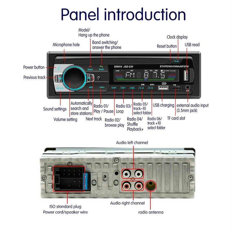 JSD-530 Bluetooth 5.0 Car MP3 Player Support FM / Smart Voice Assistant / Mobile APP