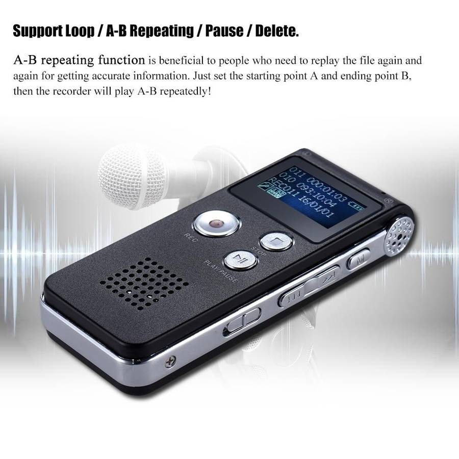 SK-012 4GB USB Dictaphone Digital Audio Voice Recorder with WAV MP3 Player VAR Function(Grey)