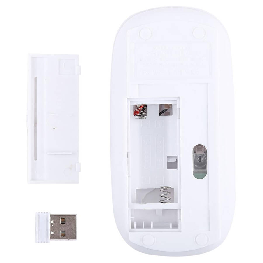 2.4GHz Wireless Ultra-thin Laser Optical Mouse with USB Mini Receiver, Plug and Play(White)