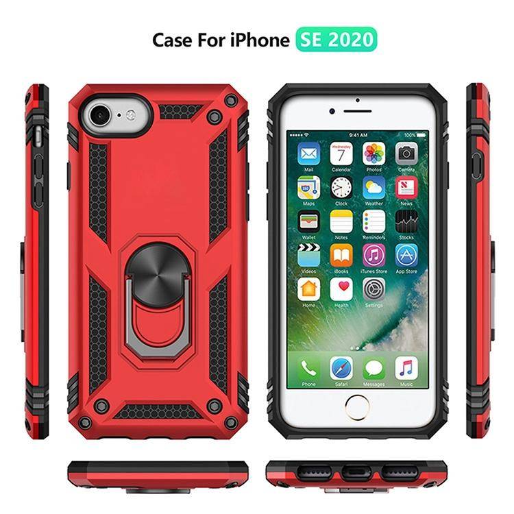 For iPhone SE 2022 / SE 2020 Shockproof TPU + PC Protective Case with 360 Degree Rotating Holder(...