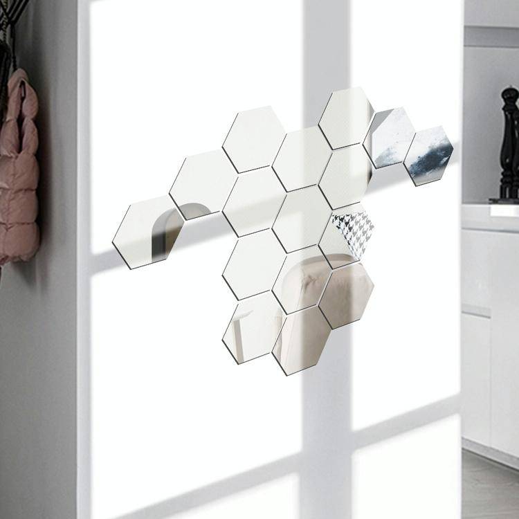 Ym300 16 PCS / Set Home Personal Wall Stickers DIY Acrylic Wall Decorative Mirror(Quartet Silver)