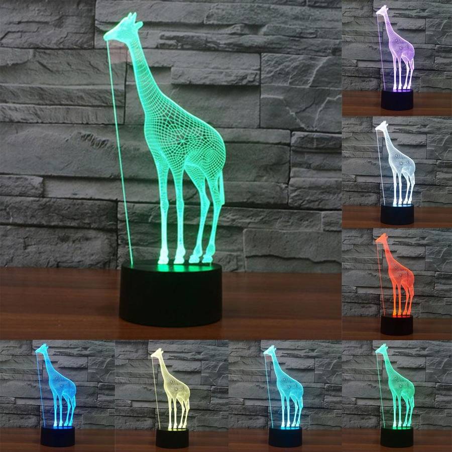 Giraffe Style 3D Touch Switch Control LED Light , 7 Color Discoloration Creative Visual Stereo La...