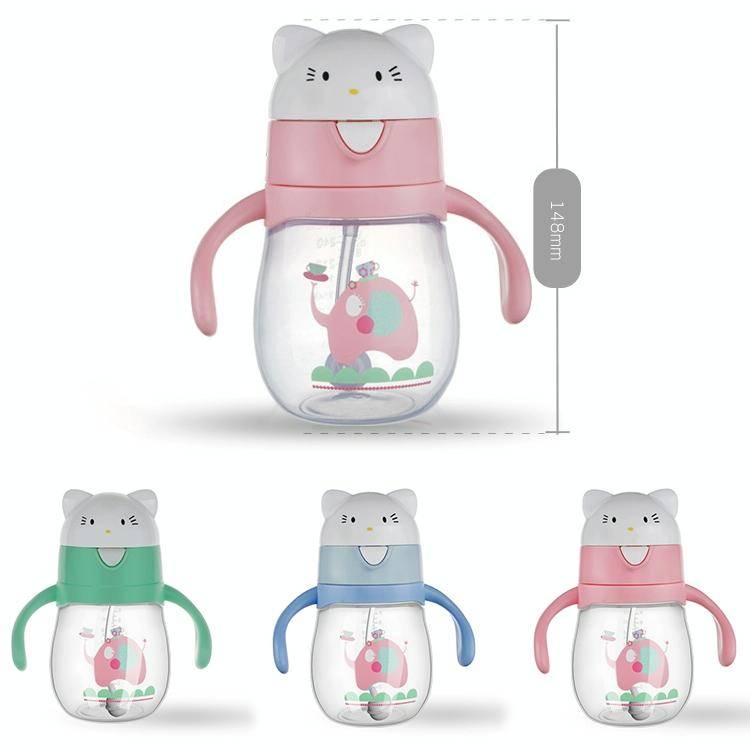 Infant Toddler Drink Cup Child Plastic Leakproof Cartoon Straw Cup With Handle Gravity Ball, Size...