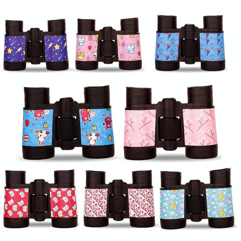 4X30 Binocular Telescope Bird Watching Telescope Gifts for Children(Cartoon Pink)