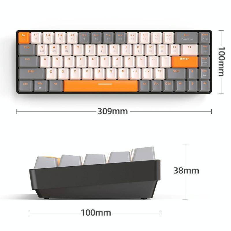 ZIYOU LANG K68 68 Keys Bluetooth Wireless Dual Model Mechanical Keyboard, Style: Red Shaft Versio...