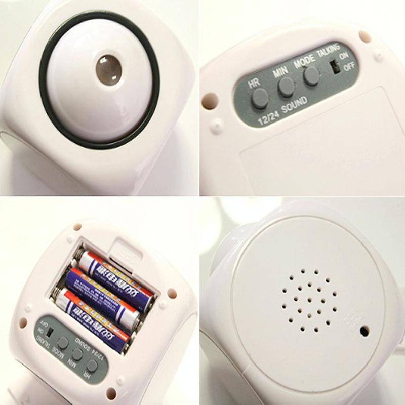 Multi-function LED Projection Alarm Clock Voice Talking Clock, Specification:Black + USB cable