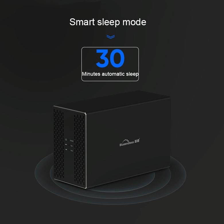 Blueendless USB-B Interface 3.5 inch 2 Bay RAID Combination Array HDD External Enclosure (US Plug)