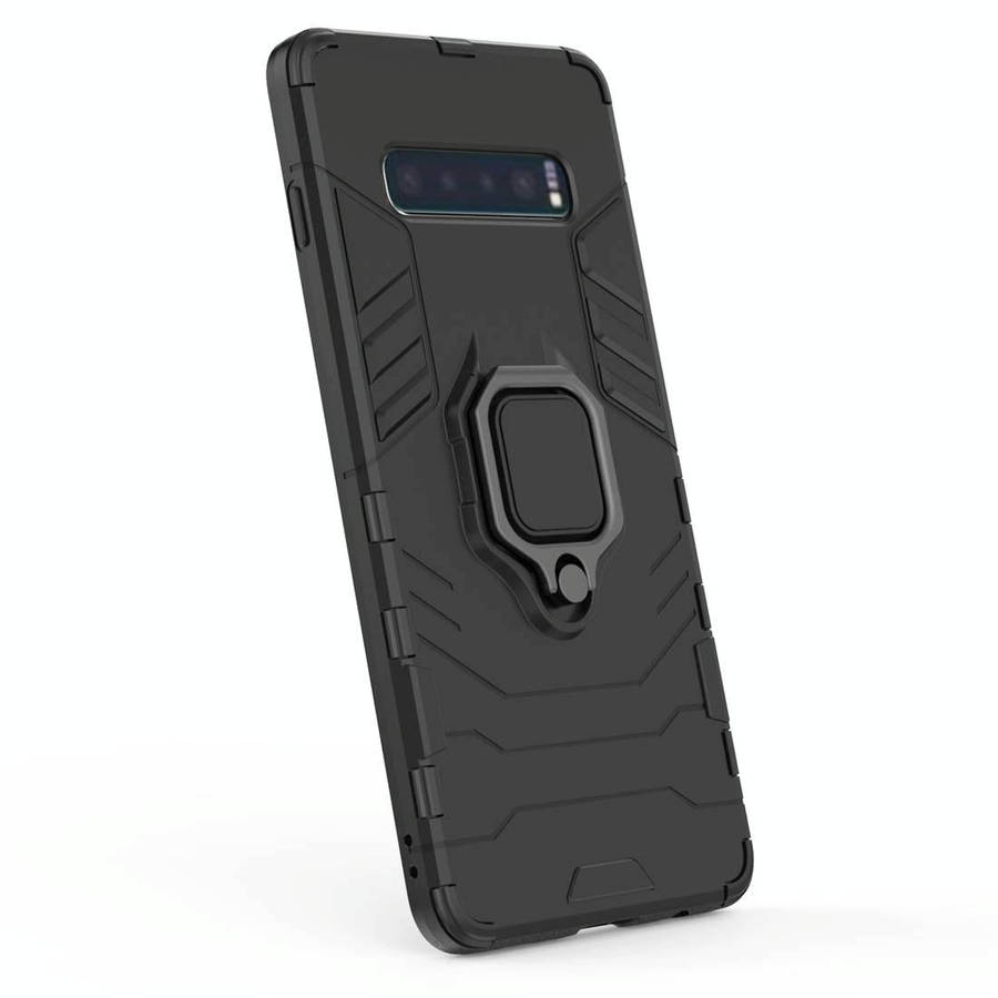 PC + TPU Shockproof Protective Case for Samsung Galaxy S10 Plus, with Magnetic Ring Holder(Red)