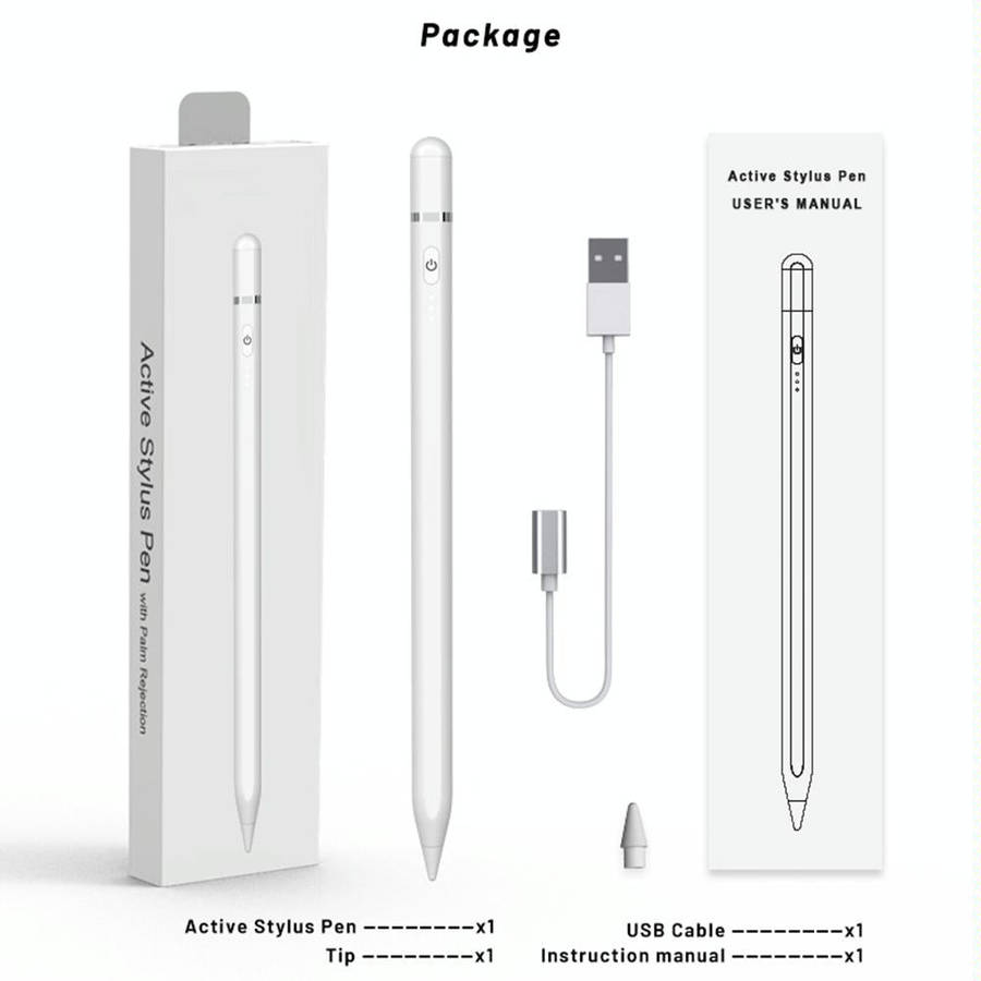 P7-LS Active Capacitive Stylus Pen with Palm Rejection for iPad After 2018 Version(White)