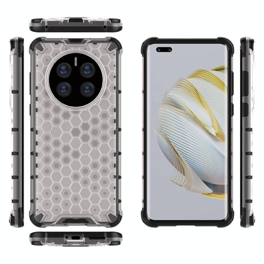 For Huawei Mate 50 Pro Shockproof Honeycomb PC + TPU Phone Case(Black)