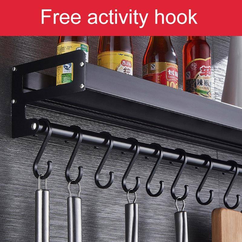 30cm 4 Hooks Kitchen Multi-function Wall Hanging Holder Seasoning Storage Rack(Black)