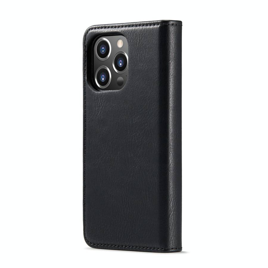 For iPhone 14 Pro Max DG.MING Crazy Horse Texture Detachable Magnetic Leather Case(Black)