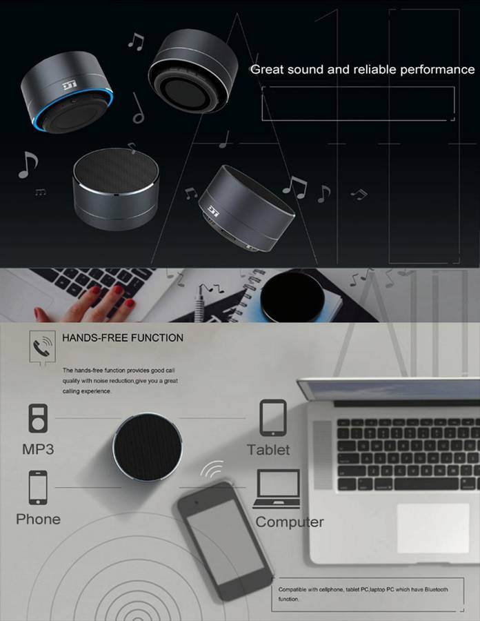 A10 Mini Portable Bluetooth Speaker Built-in MIC & LED, Support Hands-free Calls & TF Card(Rose G...
