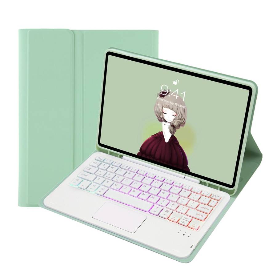 For Samsung Galaxy Tab S6 Lite A610B-AS Candy Color Backlight Bluetooth Keyboard Leather Tablet C...