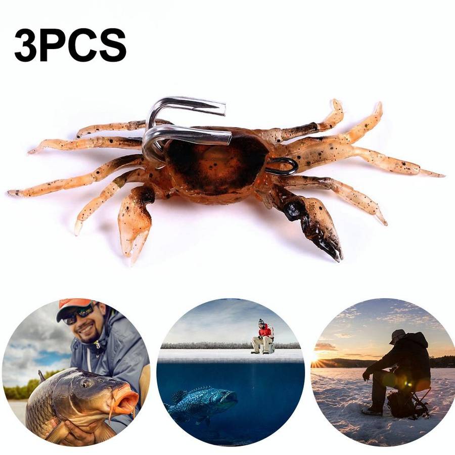3 PCS HENGJIA SO068 Submerged Crab Hook Anti-hanging Bottom Ice Fishing Bait, Color: 10cm 30g Orange
