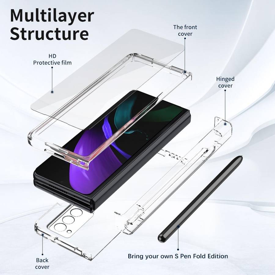 For Samsung Galaxy Z Fold2 5G Macaron Hinge Phone Case with Stylus Pen Fold Edition & Protective ...