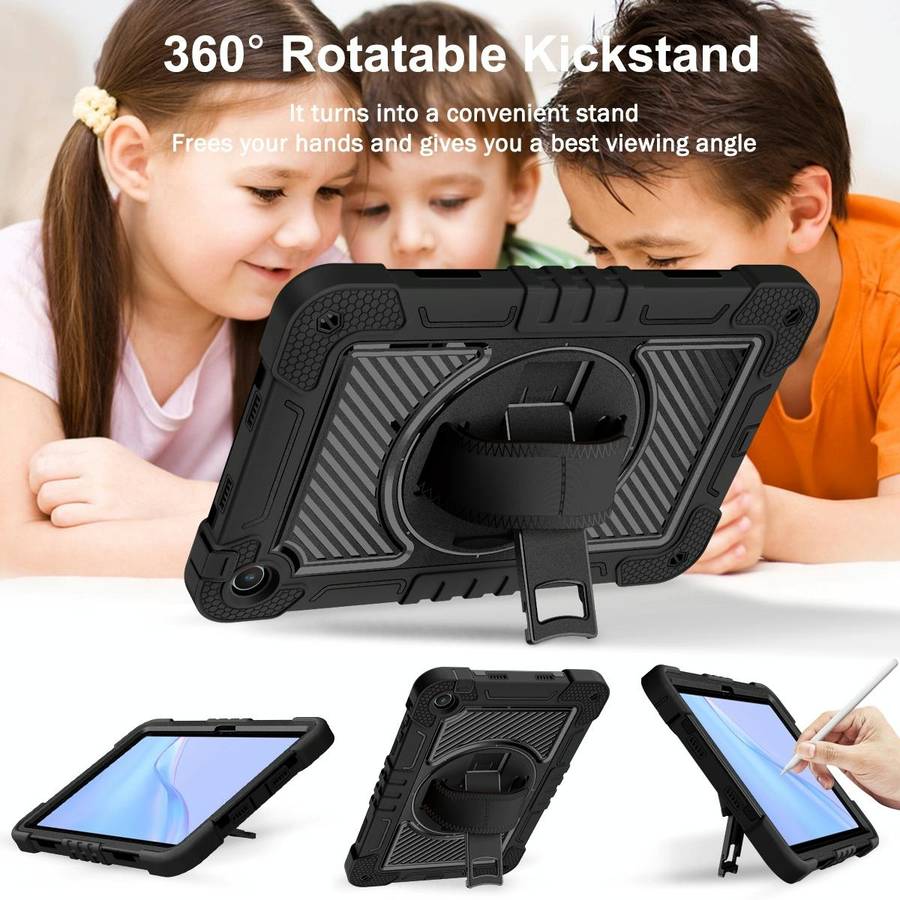 For Huawei MatePad SE 10.4 360 Degree Rotation PC Contrast Silicone Tablet Case(Black)