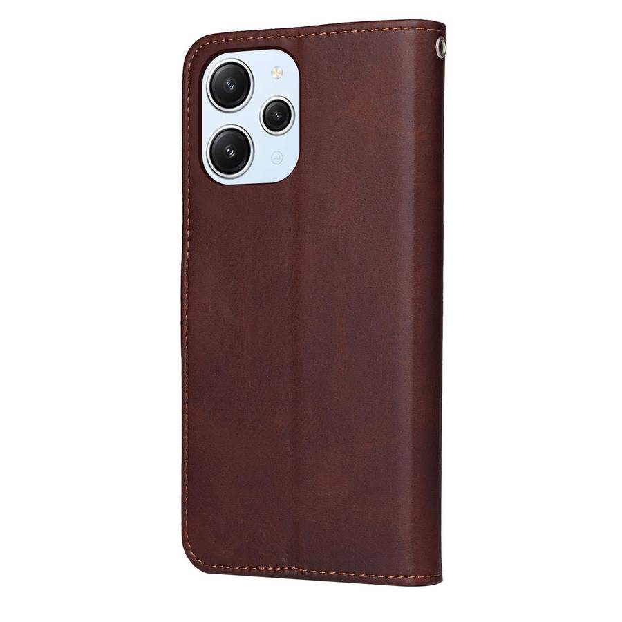 For Xiaomi Redmi 12 4G Classic Calf Texture Flip Leather Phone Case(Brown)